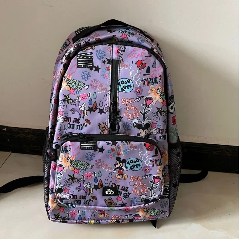 Anime Mickey Mouse Cartoon Backpack Waterproof Trolley Bags for Primary and Secondary Students Outdoor Leisure Shoulder Bag