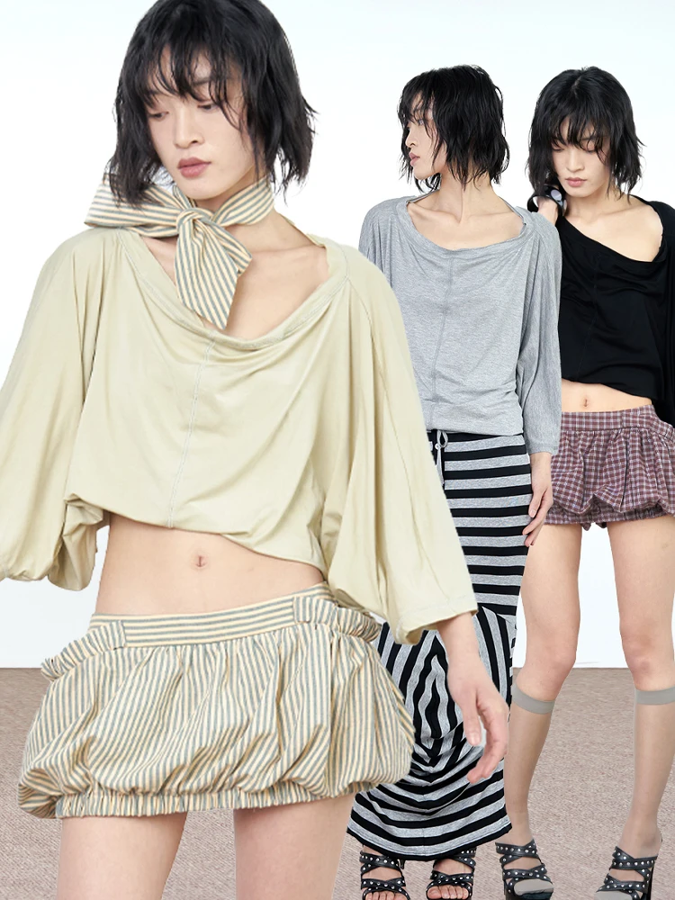 

TROPICEYE 25 Летняя оригинальная футболка оверсайз с рукавами «летучая мышь», мягким широким воротником, в стиле ретро, длина 7/8, из бамбукового угольного волокна...