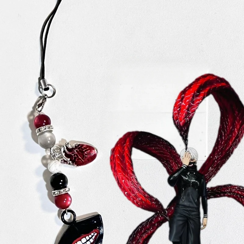 Tokyo Ghoul Kaneki Ken children's dimension anime peripheral creative beaded keychain mobile phone chain decoration boy gifts