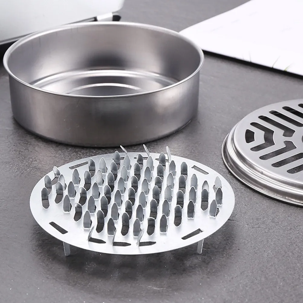 Stainless Steel Incense Coil Holder with Thickened Hollow Cover Stable Nail Frame Heat Insulating Anti Scalding Portable Burner