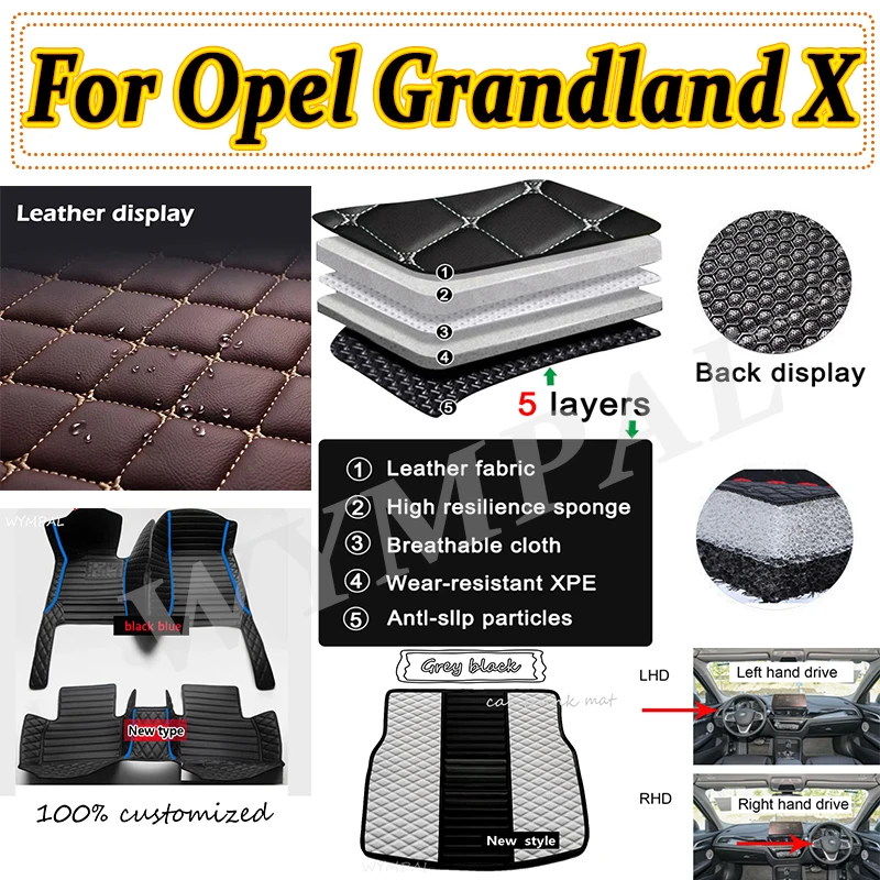 

Роскошный автомобильный коврик для Opel Grandland X 2017 ~ 2022 Ковер Негрязный коврик Автомобильные коврики Полный комплект Автомобильные коврики Напольные автомобильные аксессуары Полный