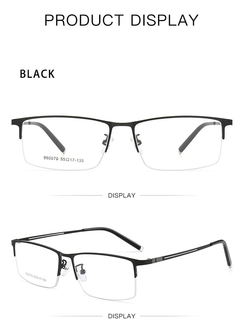 Neue Mode Luxus Business Brille ultraleichte Legierung Brillen Half-Frame große Größe Herren optische Brille 990070 – Detail 9