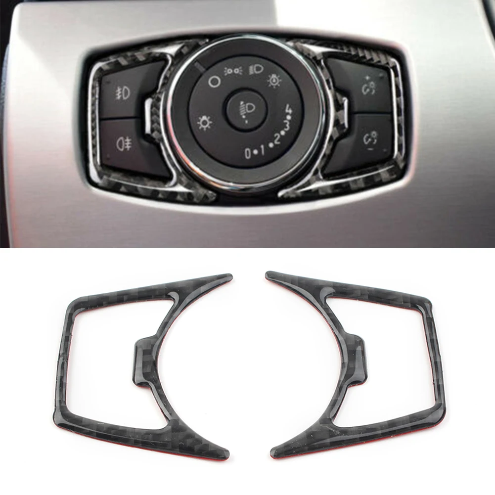 2 шт., накладка на переключатель фар автомобиля из углеродного волокна для Ford Mustang 2015-2019