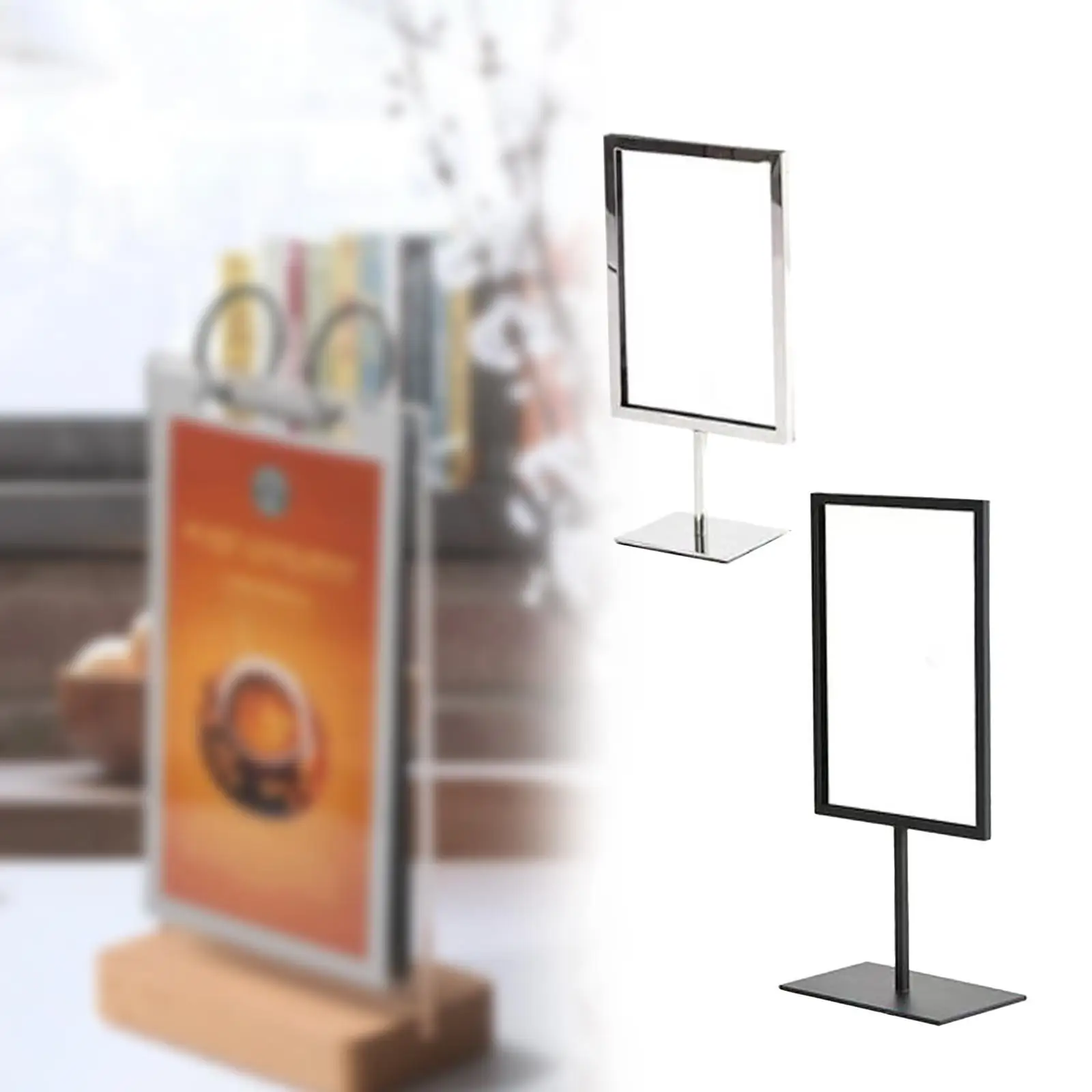 Sign Holder Sign Rack Displayed Note Holder Reusable Stainless Steel Card Holder Store Tabletop Standing Display Poster Stand