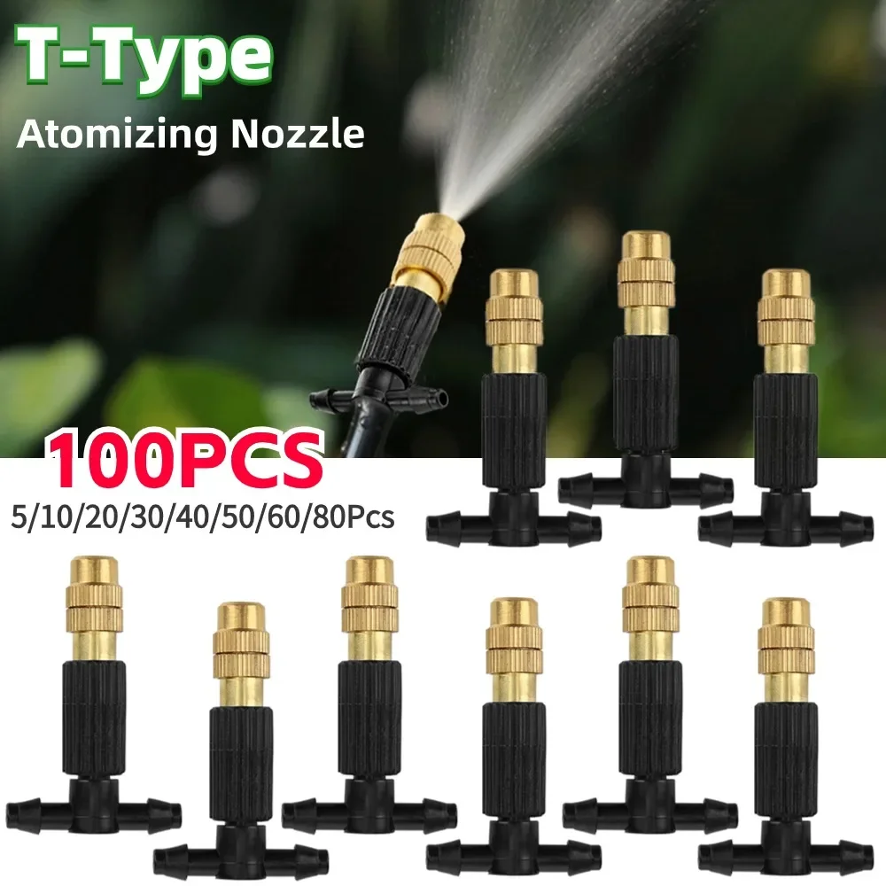 5-100Pcs Outdoor Misting Cooling System Garden Irrigation Watering 4/7 Pipe Atomizer Nozzles Adjustable Garden Sprinklers Head