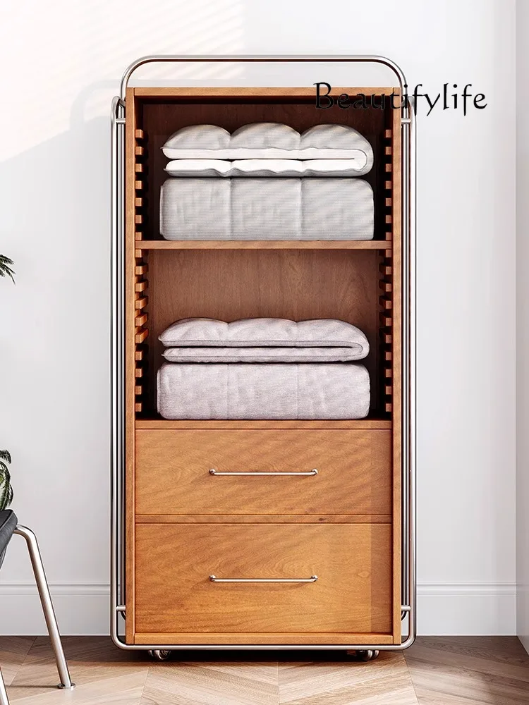 Medieval solid wood chest, bedroom, living room storage cabinet with mirror, retro dining side locker designer