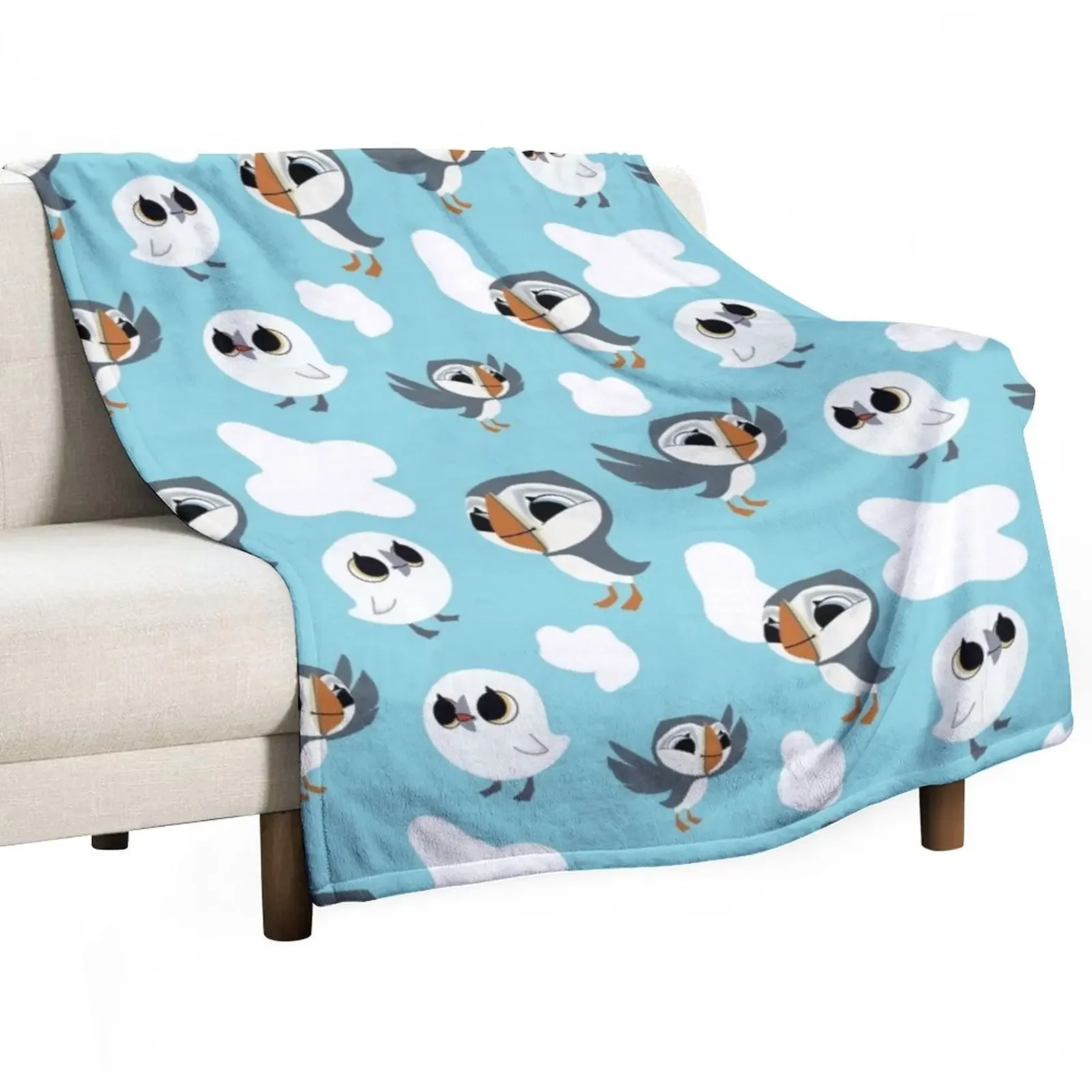 

Puffin repeated pattern Throw Blanket Luxury Luxury Designer Luxury Thicken Custom Blankets