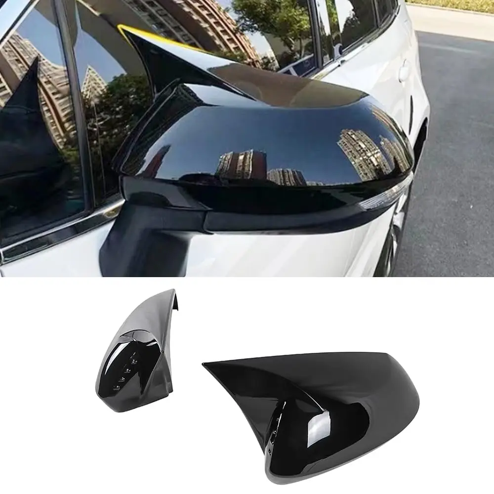 

Bright Black Ox Horn Design Side Mirror Cover For Toyota Corolla 2020–2025 Decorative Protection Cap
