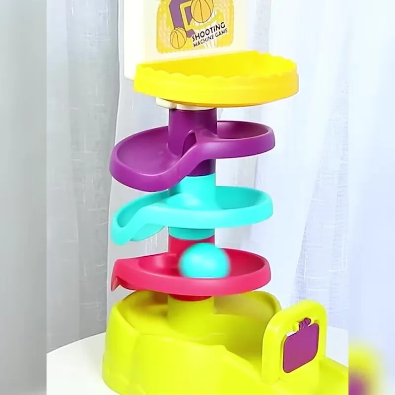 Jouets Montessori pour Bébé de 1 2 et 3 Ans Piste Balle Roulante Pousser Pop Boule Coulissante Éducation Développement Jeux pour Enfants Jouet