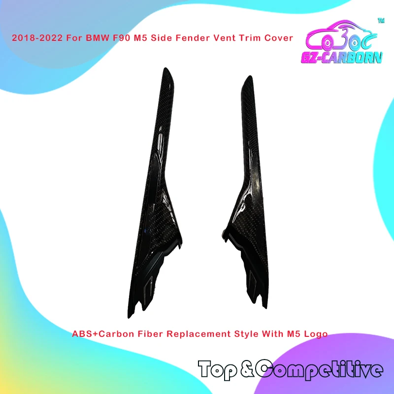 

2018-2022 For BMW F90 M5 Side Fender Vent Trim Cover ABS+Carbon Fiber Replacement Style With M5 Logo
