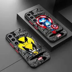 Matte Phone Case for Samsung Galaxy S24 S23 S22 S21 S20 FE Ultra S10 plus Note 20Ultra Marvel Wolverine Captain America Cover