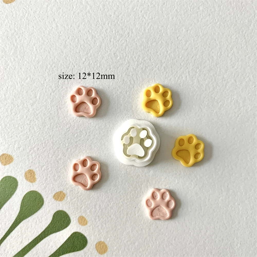 Tier Hund Katze Pfotenabdruck Tonschneider Niedlicher Cartoon Pfotenabdruck Polymer Clay Formen Schneidform für die Herstellung von Ohrringen und Schmuckanhängern – Detail 5