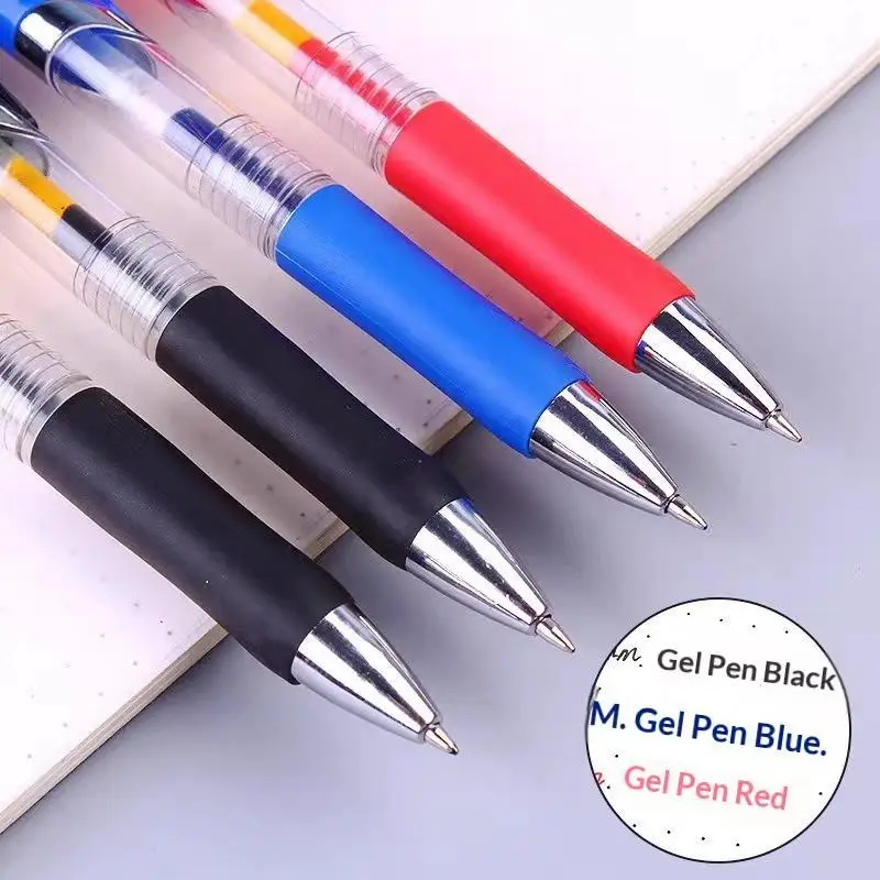 23Pcs Durable Retractable Gel Ink Pen 0.5mm Replaceable Refill Non-Bleed Stationery for Students Exam Writing Office