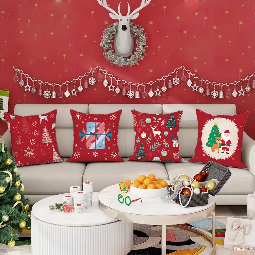 

Christmas-themed Pillowcases on SofaSuitable for sofa car bedroom decorative cushion cover pillow cover