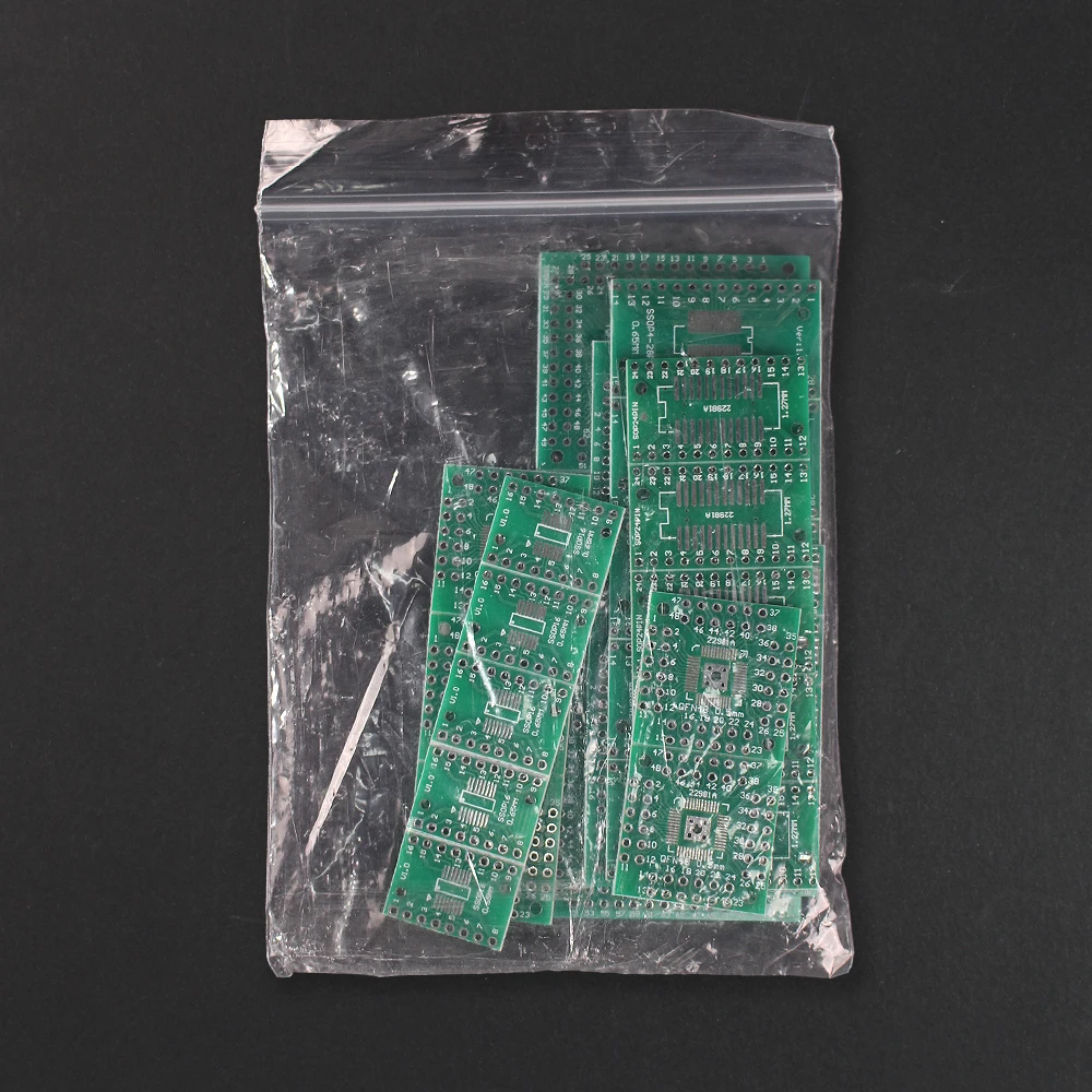 30pcs 6 types pcb prototype board SMT Turn To DIP Adapter Converter Board Set FQFP32/100 QFN48 SOP8/16/24/28 PCB circuit board