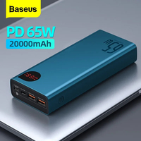 Baseus 65W Power Bank 20000mAh Portable Charging Powerbank Mobile Phone External Battery PD QC 3.0 Charger 22.5W Poverbank 20000