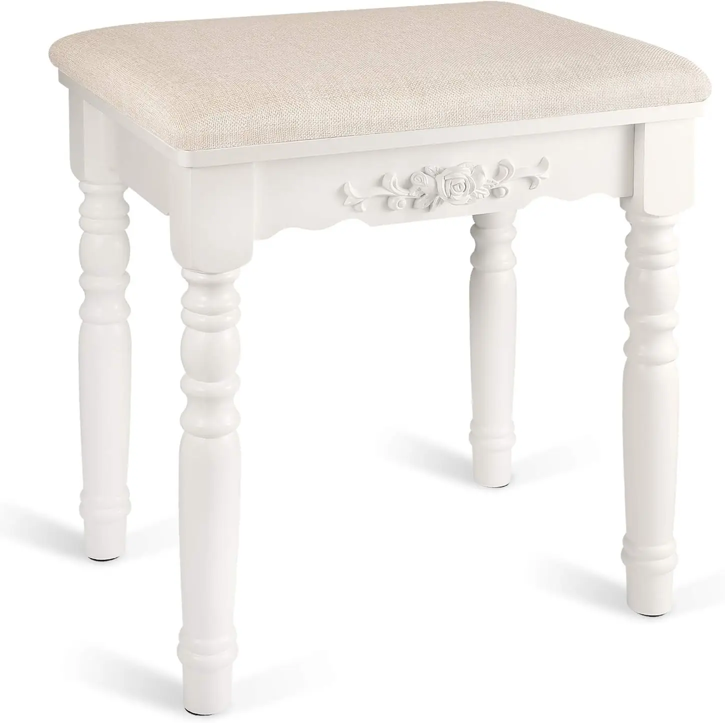 

Vanity Stool, Modern Makeup Dressing Stool With Concave Seat Surface,Capacity 300Lb, Easy Assembly (White)