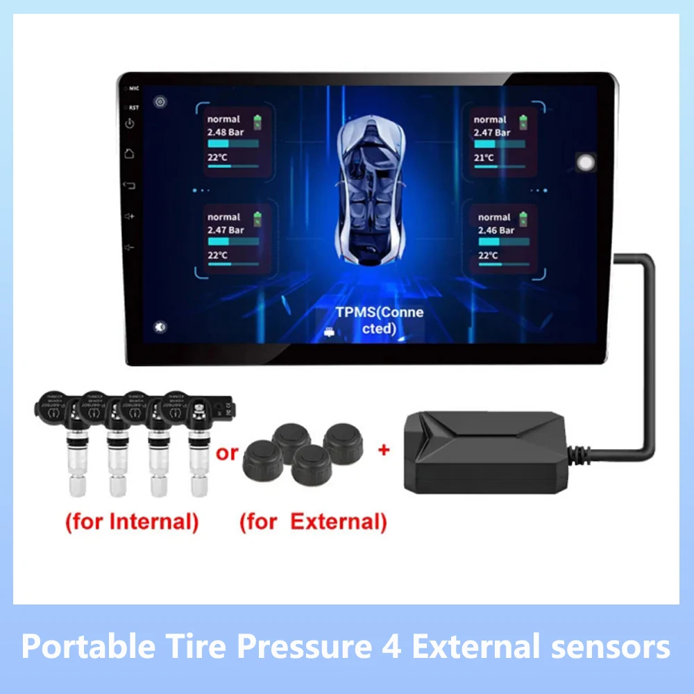 

Умная система контроля давления в автомобильных шинах TPMS, 4 датчика, солнечный интеллектуальный дисплей предупреждения о температуре давления в шинах