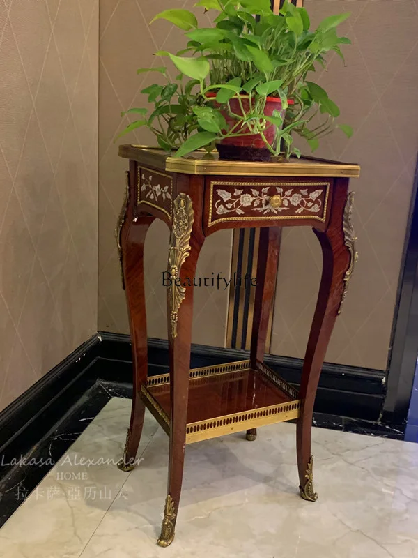 

TV cabinet edge flower stand tall wooden craft living room advanced flower stand