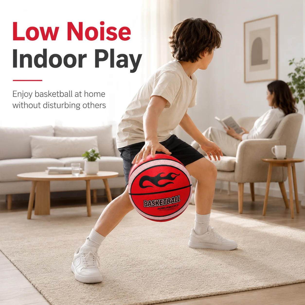 Silent Basketball Soft Foam Indoor Training Ball Fabric Cover Quiet Basketball for Kids Home Practice Size 3 5 7
