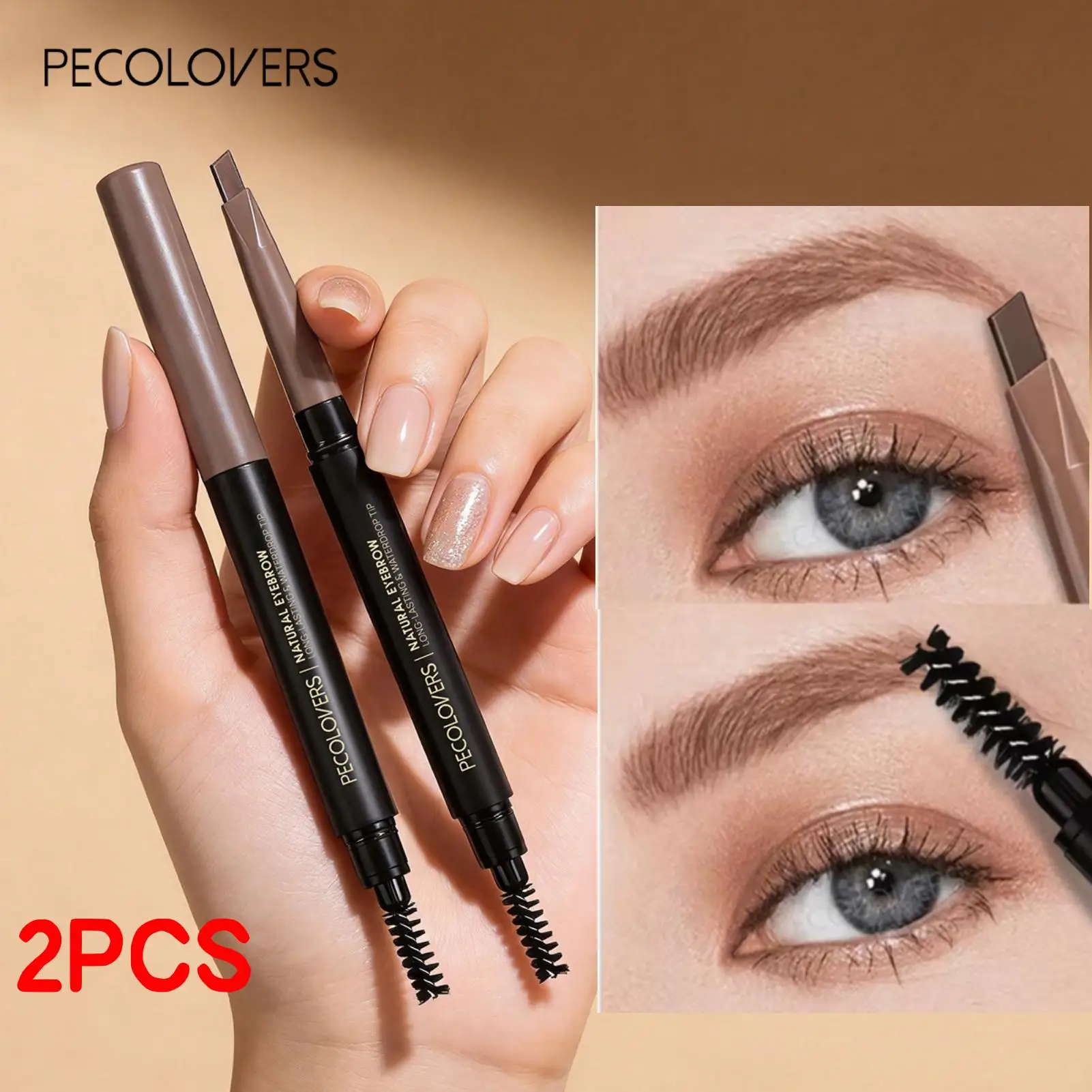 2PCS Self-Rotating Double-Headed Eyebrow Pencil  Set- Available in A Variety of Colors (Dark Brown, Light Brown, Taupe, Black)
