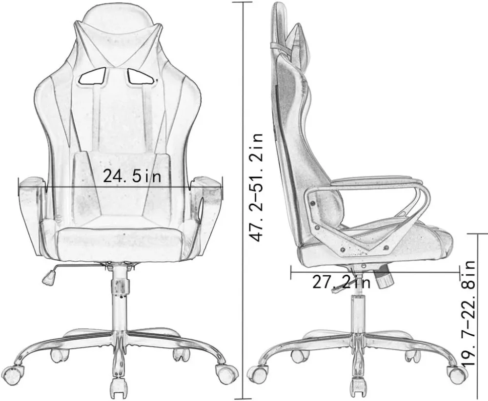 High-Back Gaming Chair PC Office Chair Computer Racing  PU Desk Task  Ergonomic Executive Swivel Rolling  with