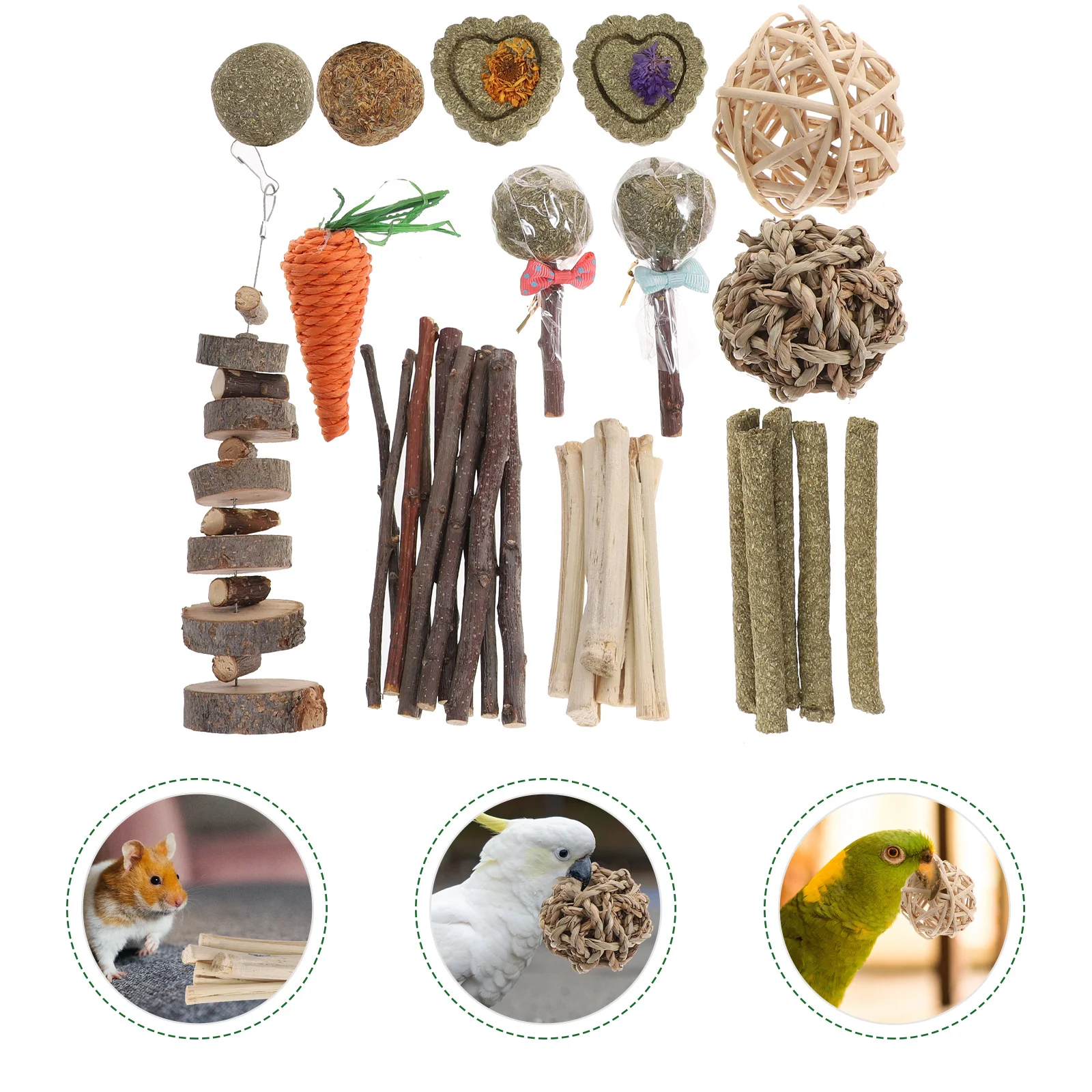 

1Set Hamster Teeth Grinder for Small Pets Rabbit Chewing Parrot Molar Stick Stress Relief Indoor Use Hamster Toys