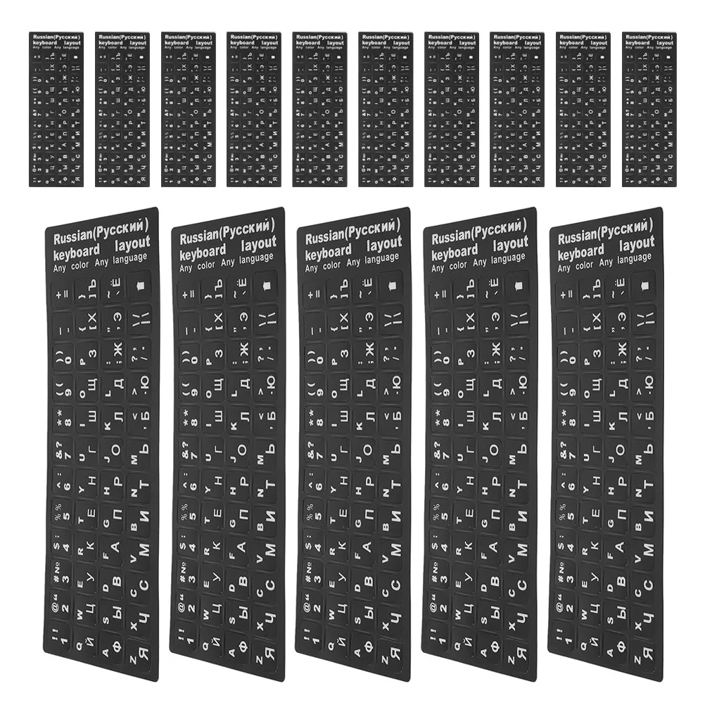 20Sheets Russian Keyboard Stickers High Precision Matte Cyrillic Alphabet Replacement Decals for Laptop Notebook Desktop Quiet
