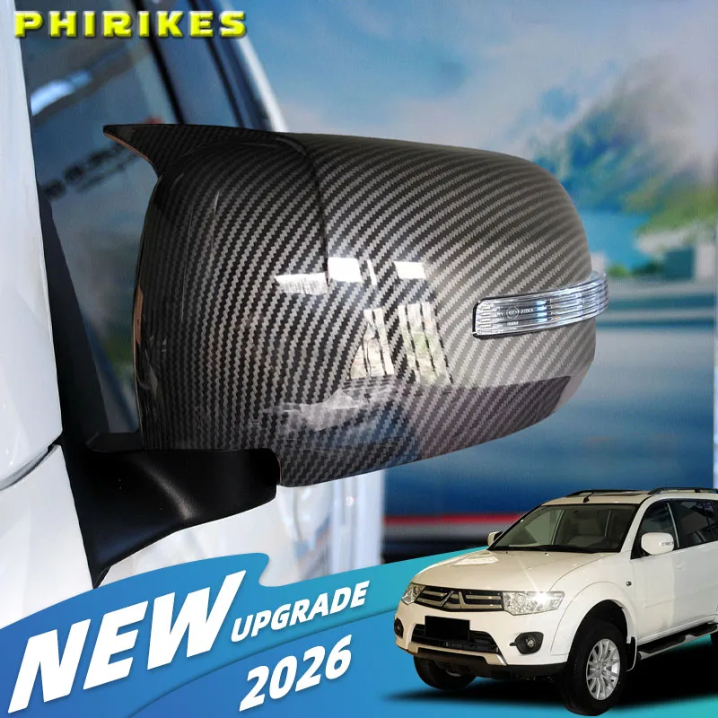 2PCS For Mitsu Pajero Sport 2009-2014 Car Rearview Side Mirror Cover Wing Cap Exterior Door Housing Shell Trim ABS Chrome