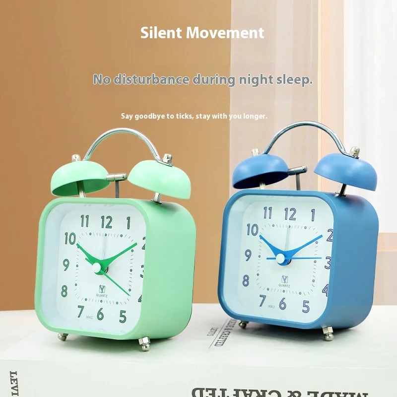 

Simple Design Student Alarm Clock Loud Metal Desk Clock New Quiet Operation Night Light Alarm Clock for Wake-Up