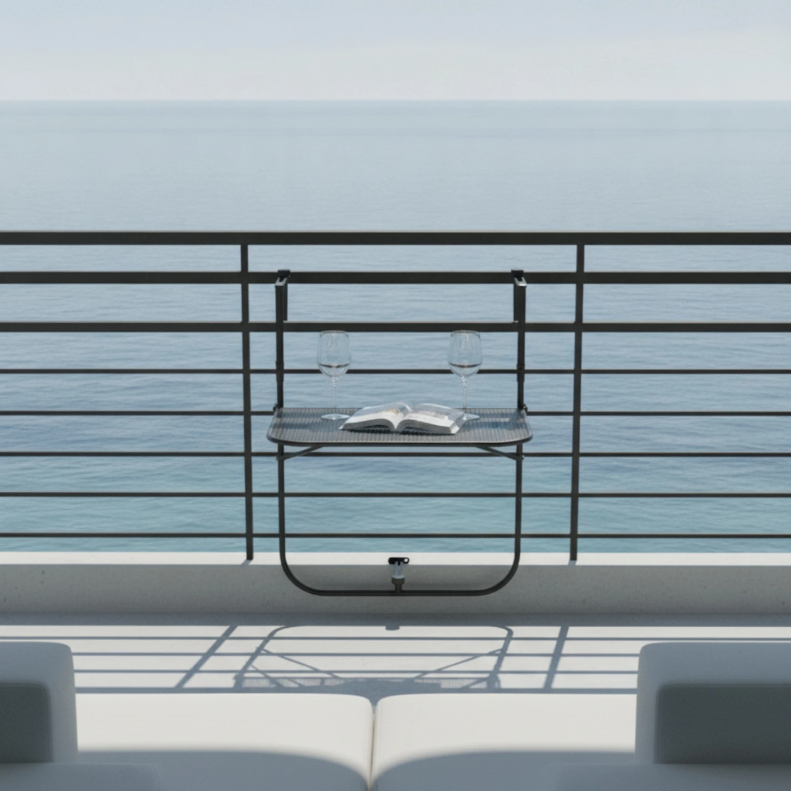 Hanging Table with Mesh Top Compact Hanging Balcony Table Furniture Slim Sturdy for Apartment Dwellers, Patio