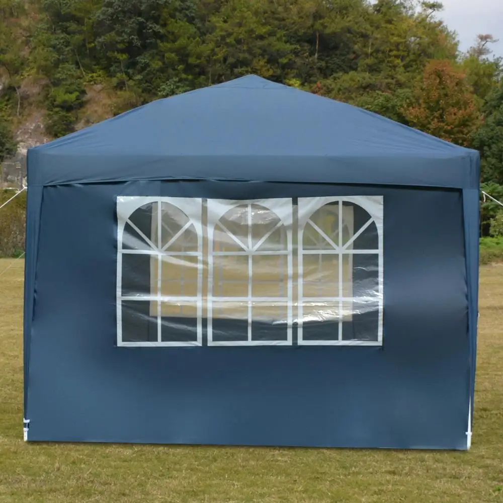 3x3m Waterproof  Tent with 2 Doors & 2 Windows - Blue Right-Angle Portable Canopy