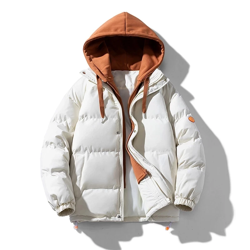 Winter Women Men Parka Solid Color Harajuku Couples Men Hooded Casual Thicken Warm Jacket Fashion Loose Cotton Outwear