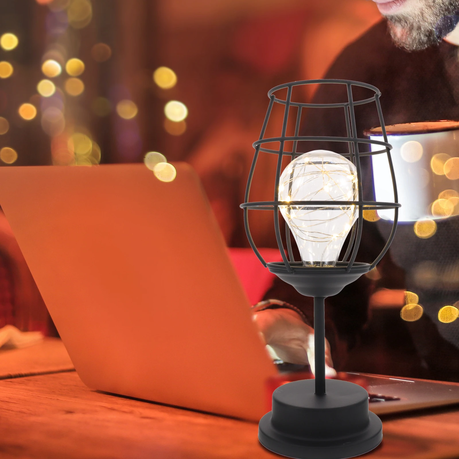 

Cup Night Lamp LED Decorative Light for Bedroom Living Room Operated Small Lamps Retro Style Warm DIY Party Gifts