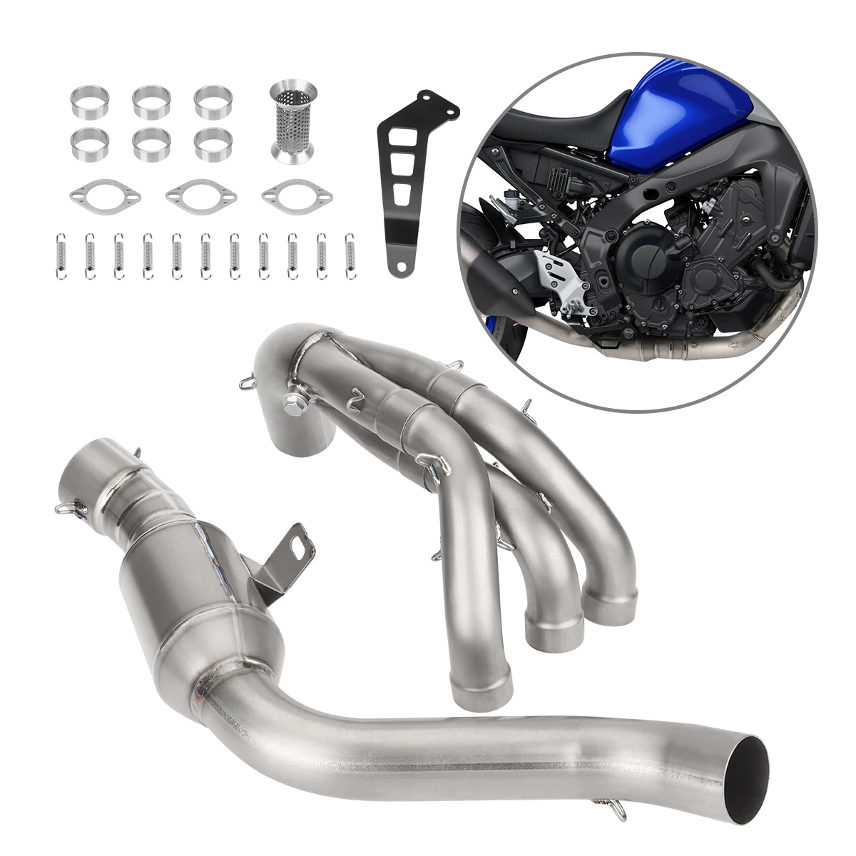 Motorcycle exhaust pipe For Yamaha MT09 header 2020-2022 titanium alloy Motorcycle Exhaust System Slip On Link Pipe