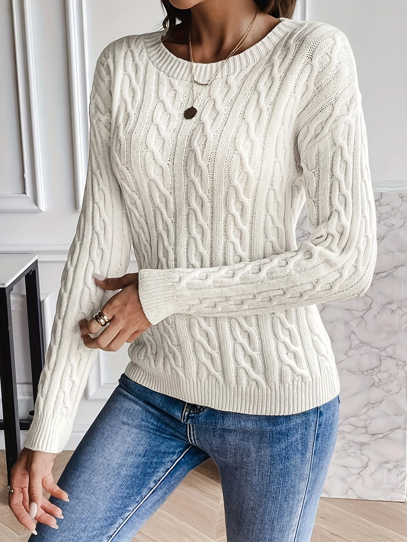 2024 new casual and versatile knitted dropped-sleeve pullover sweater