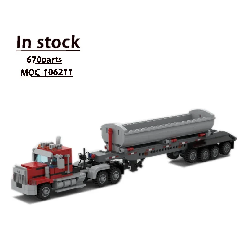 

MOC-106211 City Transport Semi Truck with Side-dump Trailer Patchwork Assembly Building Block Model MOC Creative Kids Toys Gift