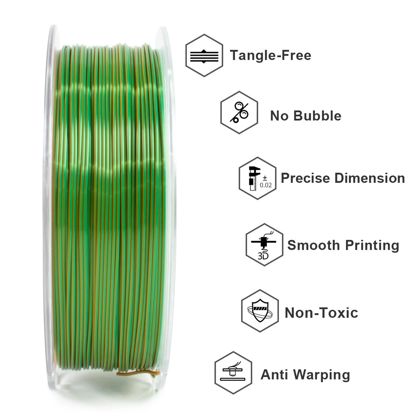 Geeetech 5KG Dwukolorowy Filament Jedwabny PLA, Filament 3D 1,75 mm Szpula (+/-0,03 mm) Pakowany próżniowo — zdjęcie produktu 3