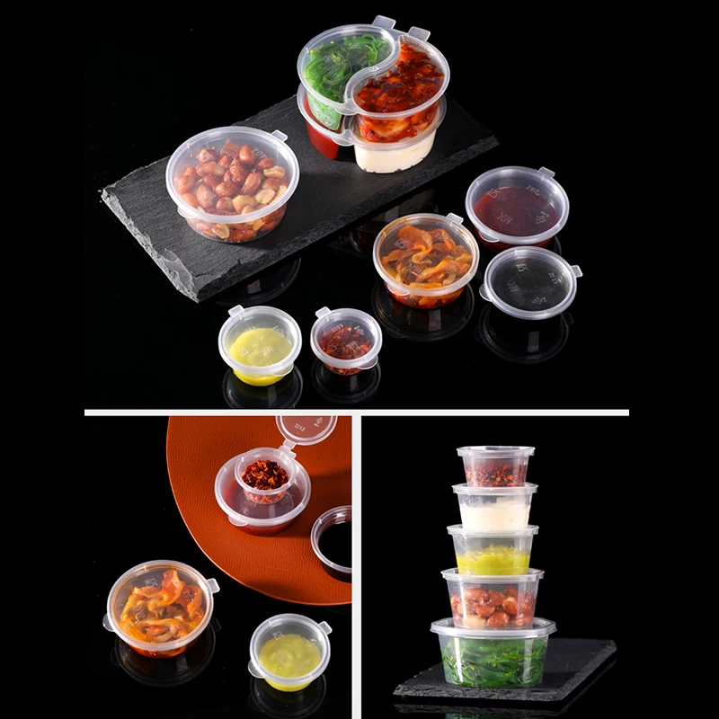 100pcs Environmental Protection Sauce Cup Seasoning Chili Oil Takeaway Packaging Takeaway Supplies Plastic Sauce Dipping Box