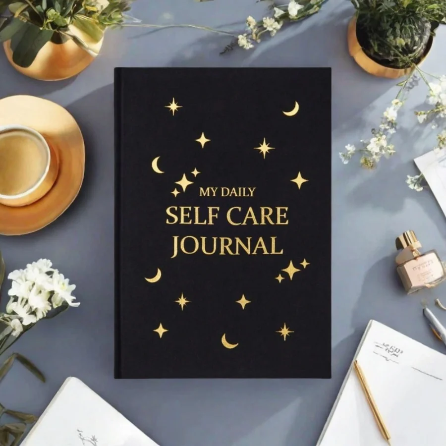 1 pc star cover self-pleasing notebook,premium leather paper,luxury gold edge sealing,self-management/self reflection/astry five minutes