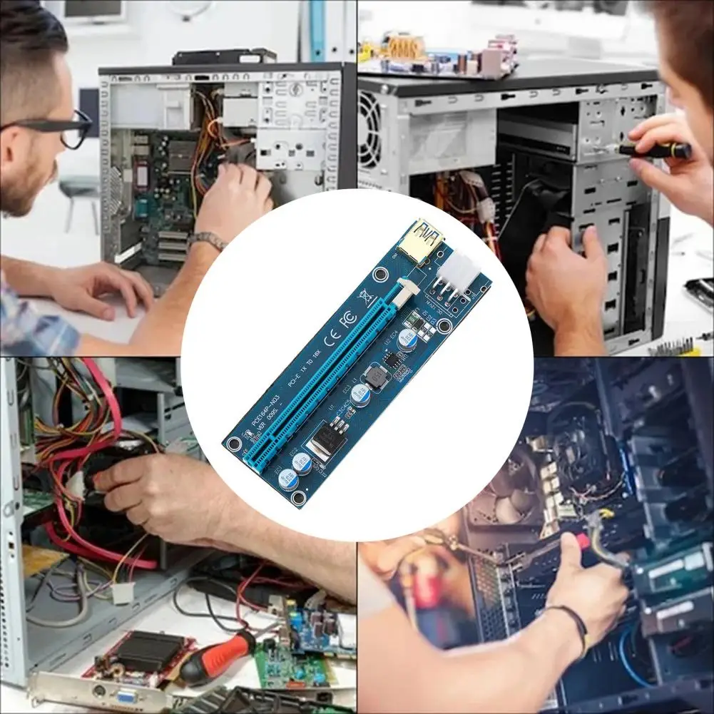 Вертикальный комплект для майнинга Pci-e Удлинительный кабель-адаптер видеокарты с 6-контактным кабелем Sata Удлинительный кабель от 1x до 16x для USB