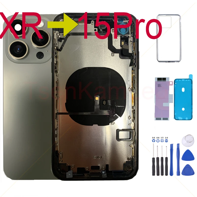 Pre-installed Slide Button DIY Housing for iPhone XR to 15Pro,like 15Pro Titanium Style 6.1