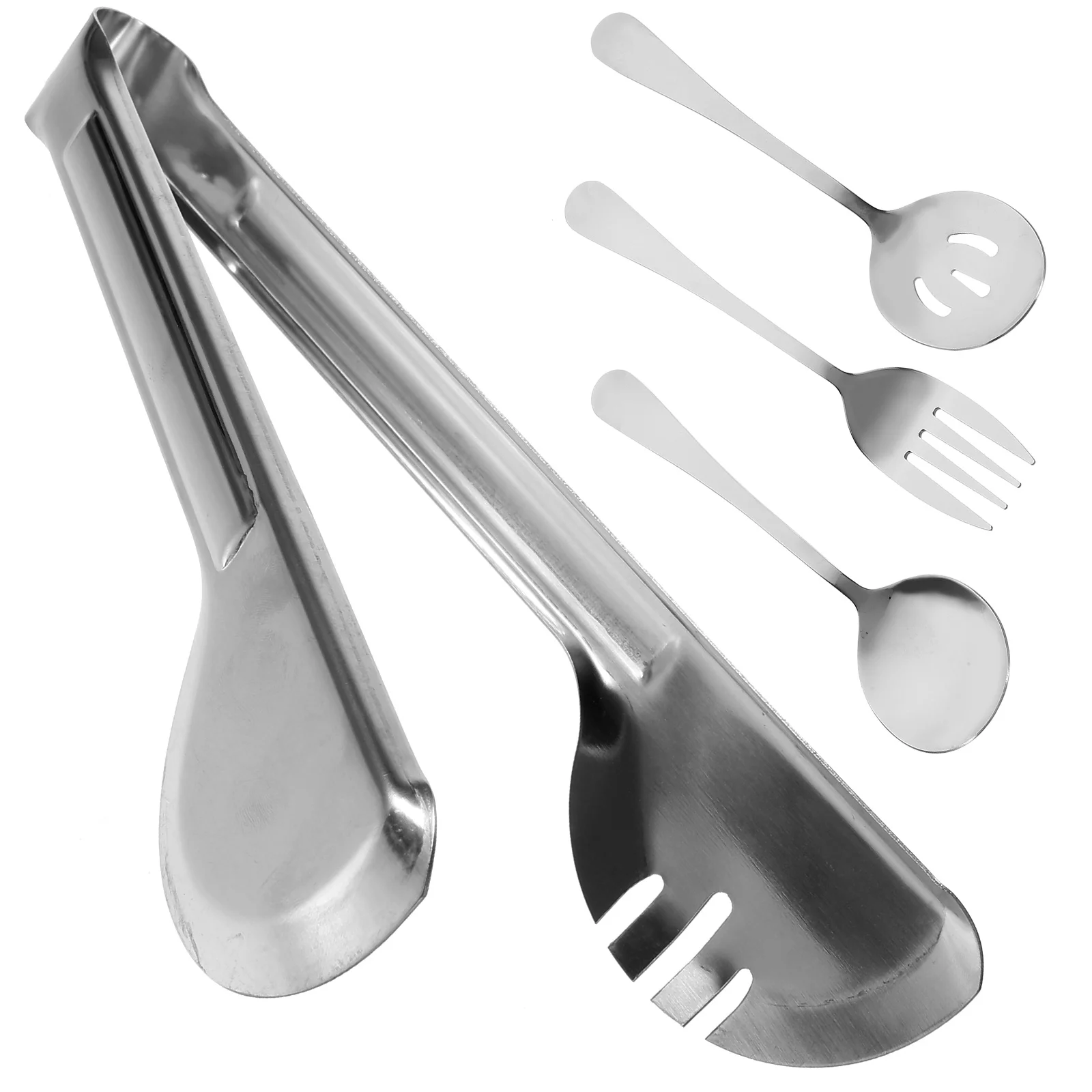 

1 set Silver Tableware Set Tong Spoon Fork Set Safe Portable Stainless Steel Cutlery Kit Tableware Household