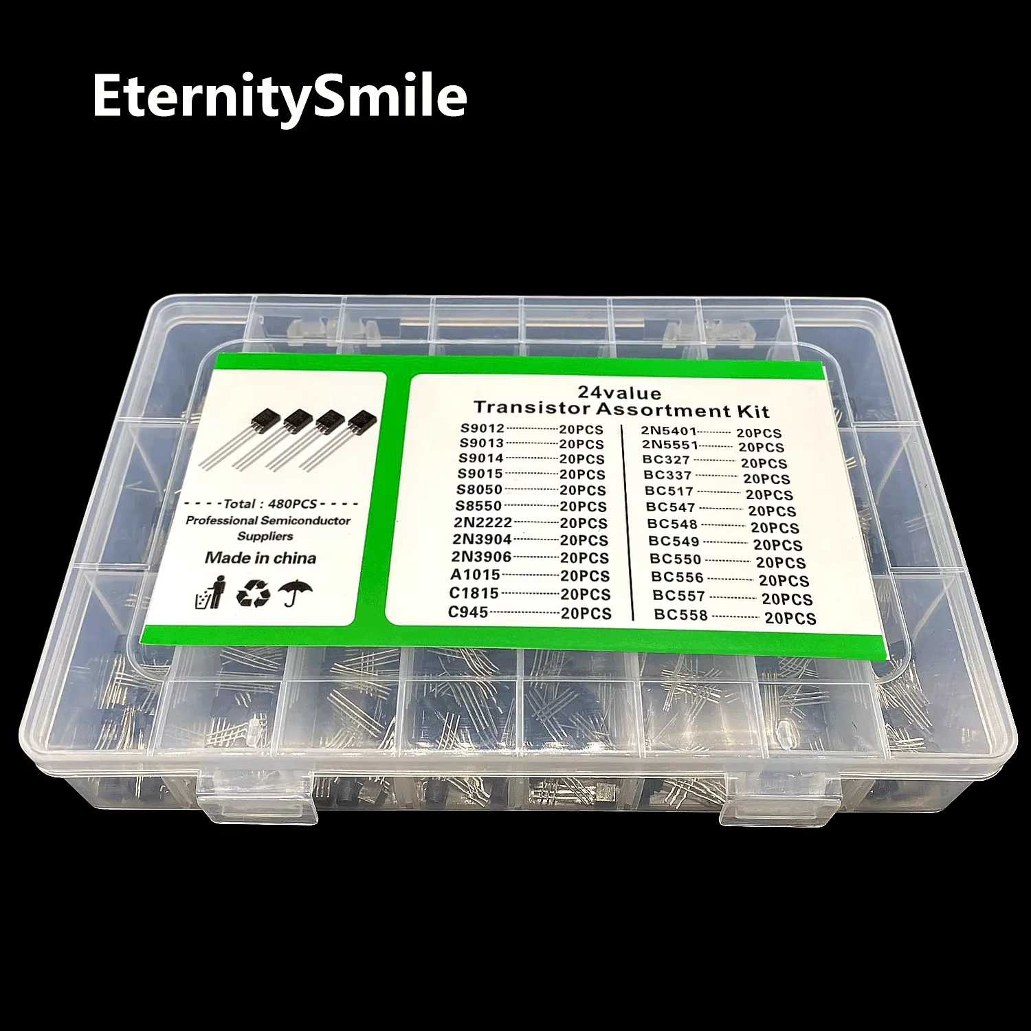 480 قطعة 24 قيمة TO-92 PNP/NPN أنبوب السيليكون عالية التردد منخفضة الطاقة تضخيم الحالي التبديل الصمام الثلاثي الترانزستور عدة #2