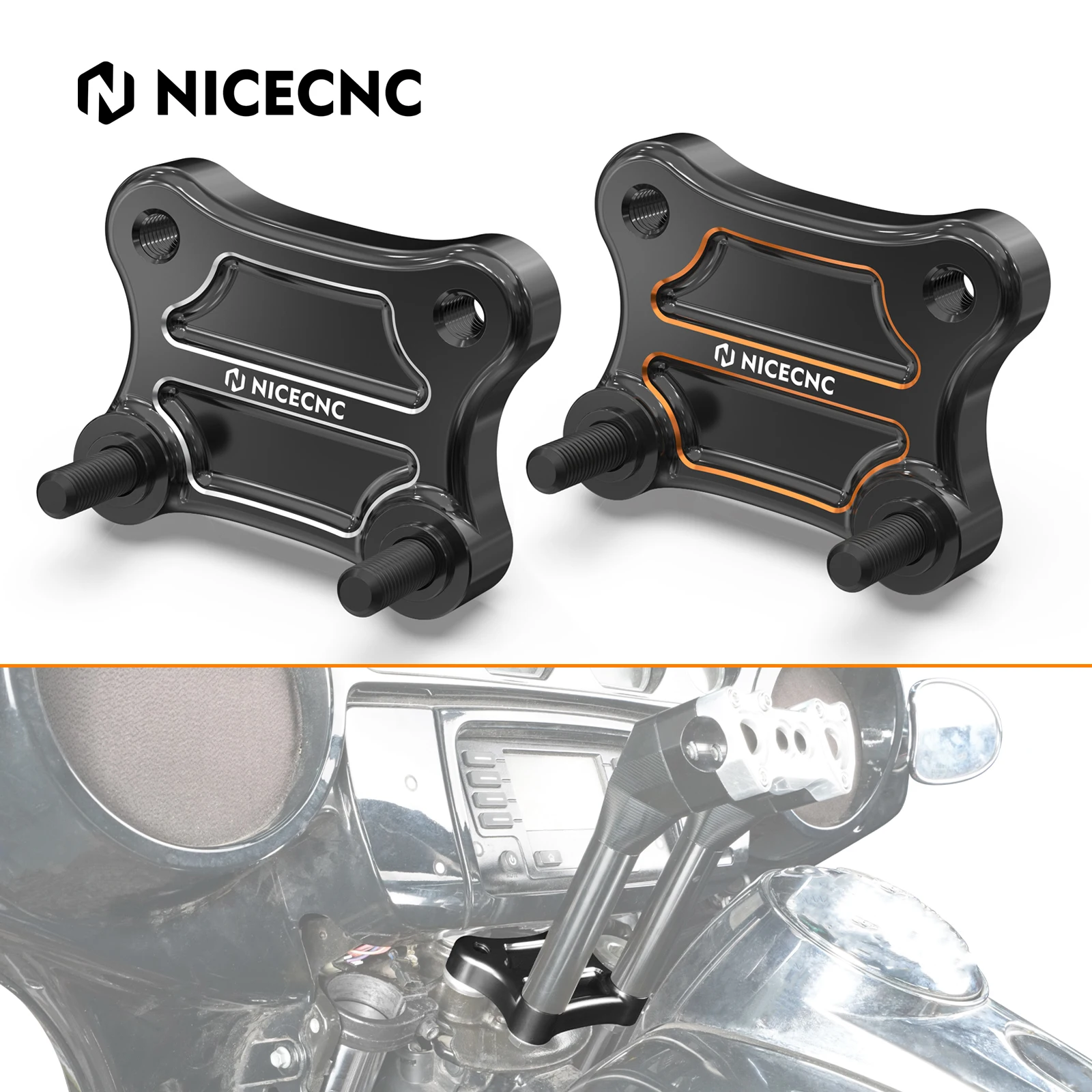 

For 2006-2024 Harley Street Glide/Special FLHX/S 1" Rise Handlebar Riser 2.5" Bar Pullback Plate for Ultra Limited FLHTK 2014-24