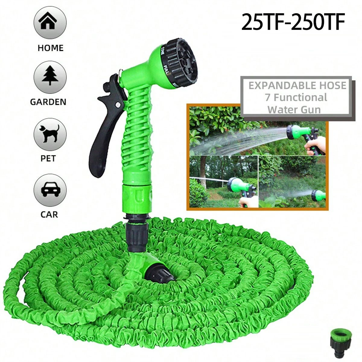 expansion water hose high-pressure irrigation multi-purpose vehicle spray tube Shrink and expand garden hose gun tool Blue,green