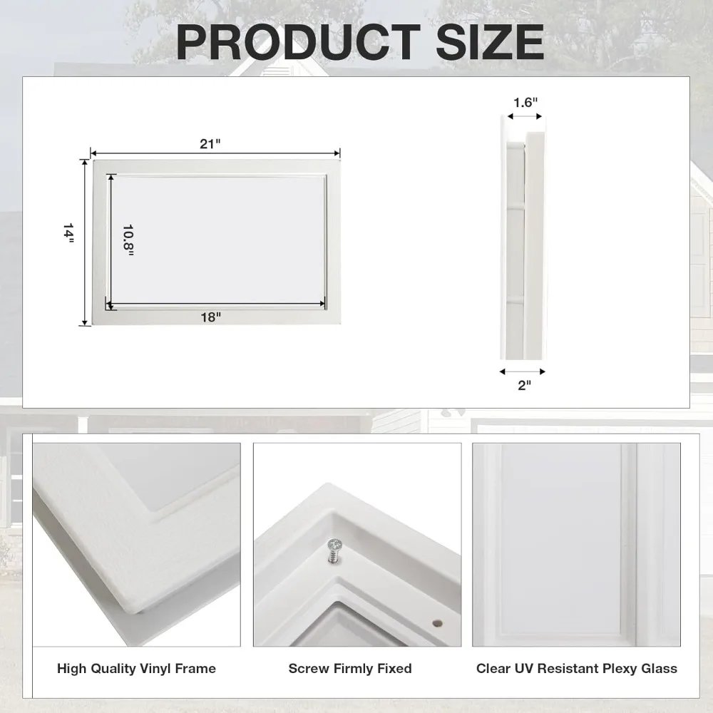 4 Pcs Garage Door Windows, Replacement Vinyl Windows Inserts Kit with UV Resistant Resin Glass for Exterior Garage Doors