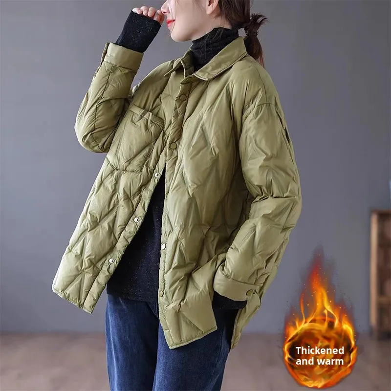 

Женское хлопковое платье Thiened Down Jaet в стиле ретро с ромбовидным узором, легкое стеганое пальто с воротником на одной пуговице, длинное зимнее пальто...