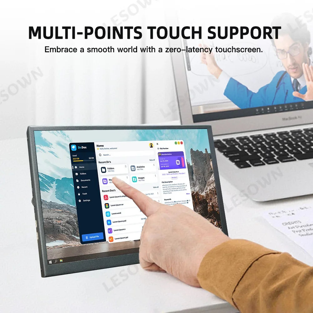 LESOWN 8,9 10,1 Zoll Mini-Display 1920 x 1200 IPS Externer Monitor LCD Tragbarer USB-Sekundenbildschirm für Telefon Laptop Arbeit Gaming