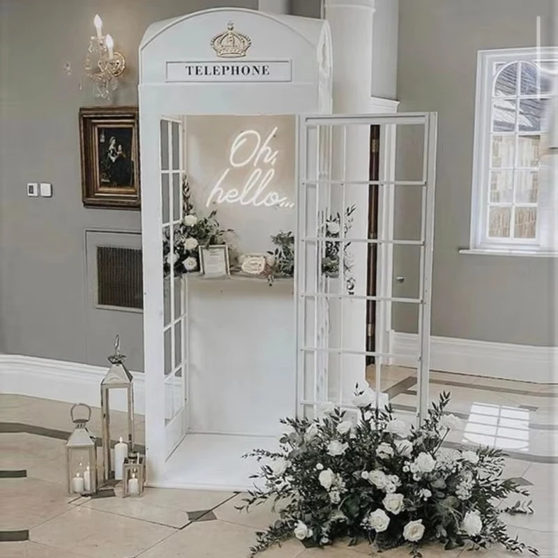

Smooth wholesale white iron audio guest book phone booth